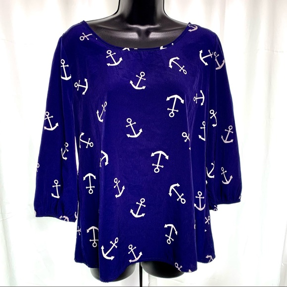 Peach Love Cream Navy Anchor Blouse - Picture 6 of 9